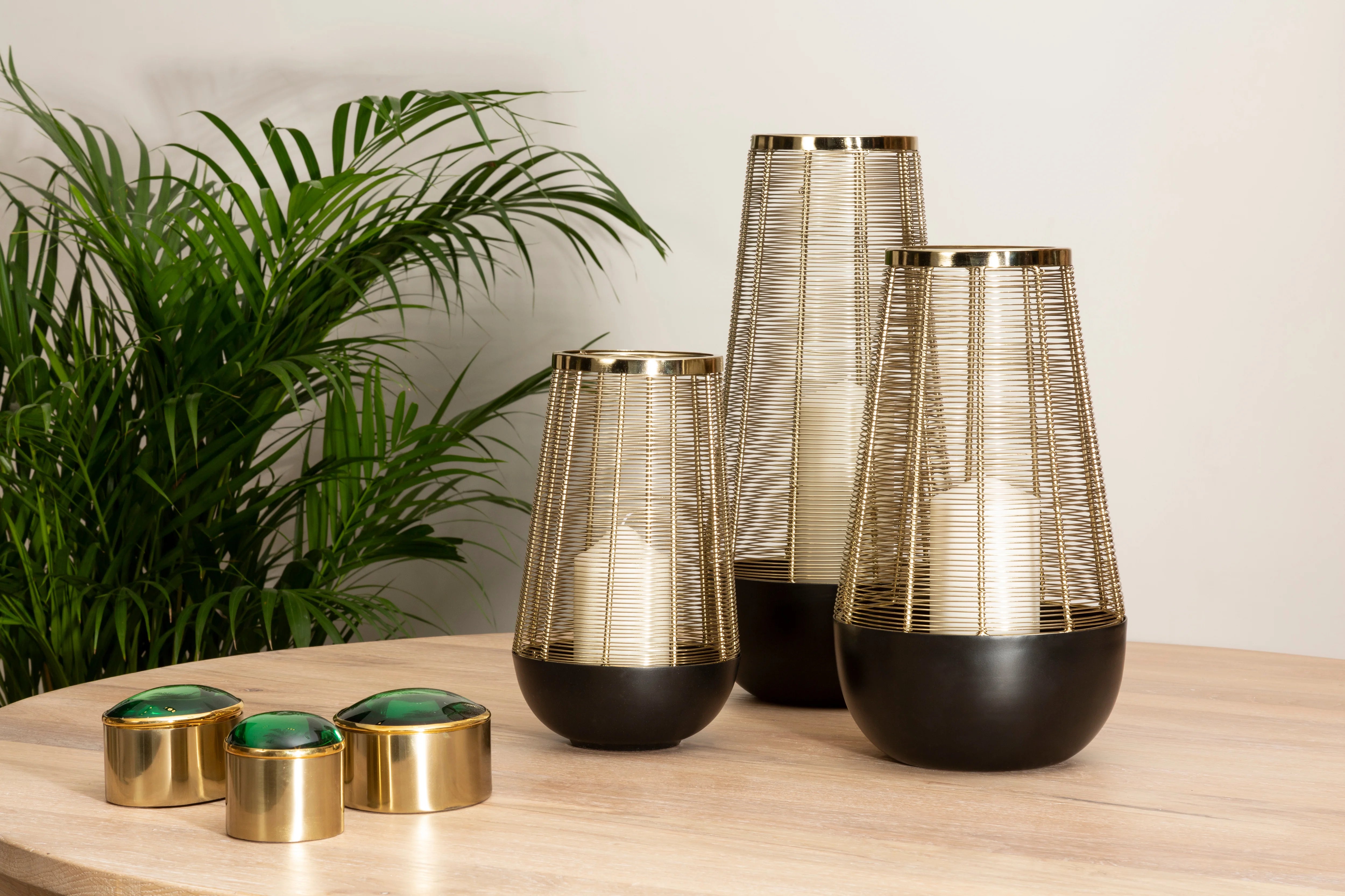 Collett Gold & Black Tapered Hurricane Candle Holder | Small